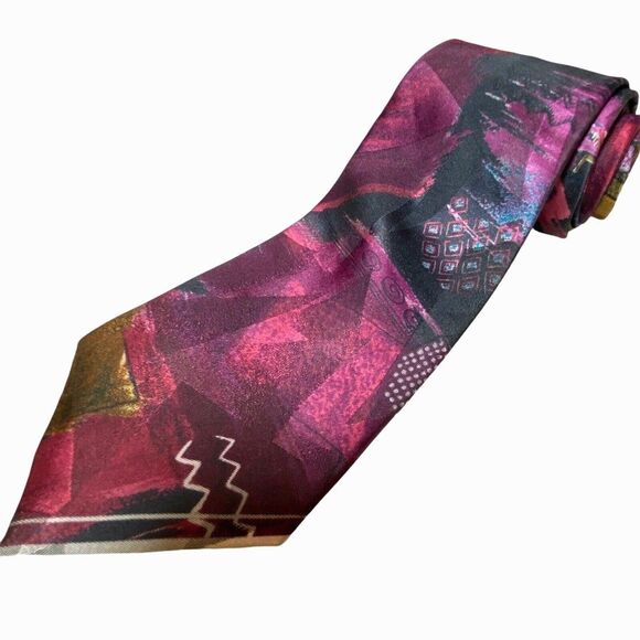 2 Pierre Cardin Silk Vibrant Luxury Ties Purple Violet Navy Abstract 58"x 4” VTG - Picture 2 of 12